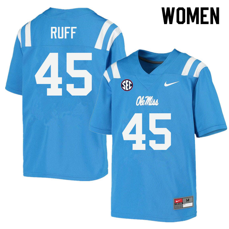 Women #45 DJ Ruff Ole Miss Rebels College Football Jerseys Sale-Power Blue